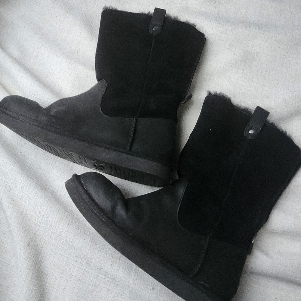 UGG Black Winter Boots with Strap Detail